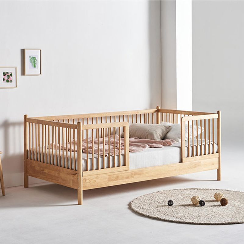 Farmhouse Solid Wood Nursery Crib with Guardrail 33.46" High