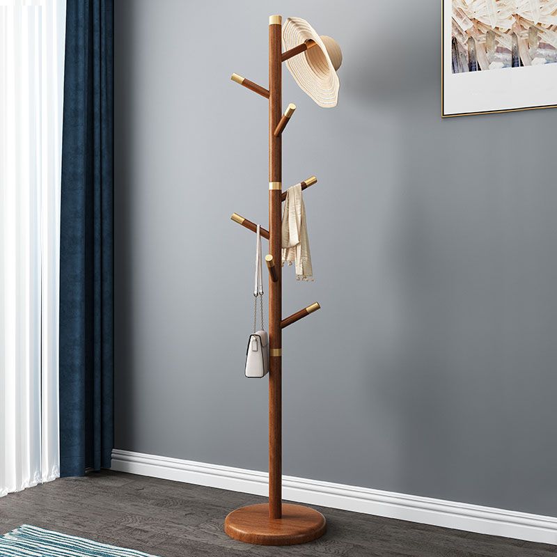 Contemporary Style Coat Hanger Solid Rubberwood Coat Rack for Living Room