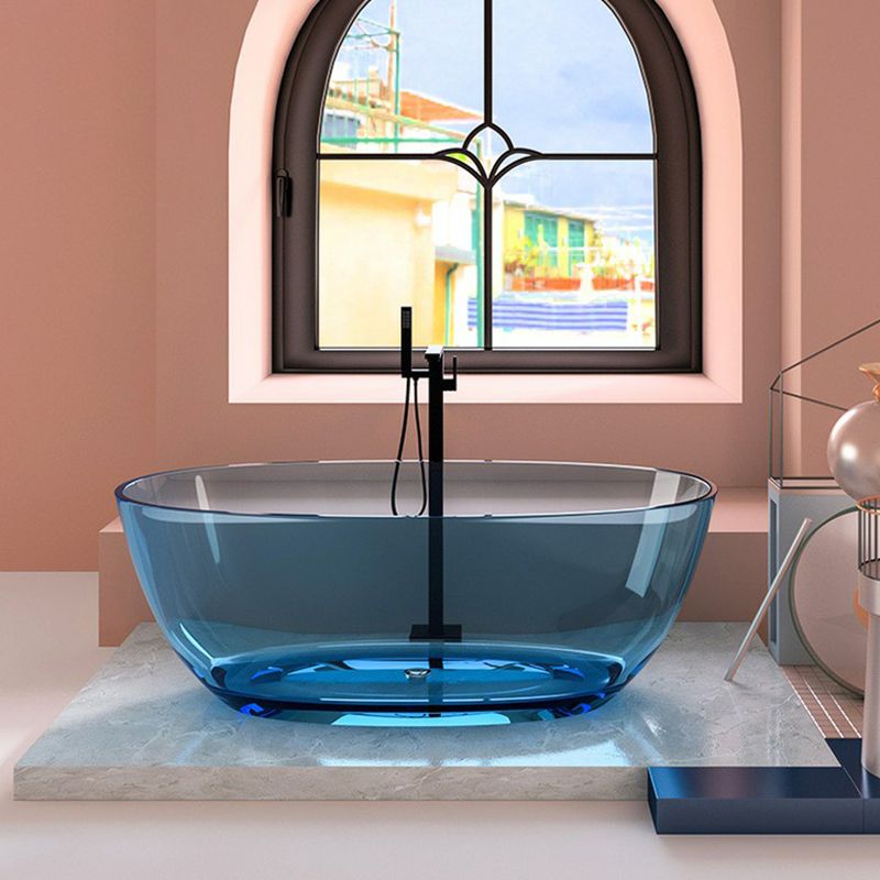 Flat Bottom Soaking Bathtub Antique Finish Modern Oval Bath Tub
