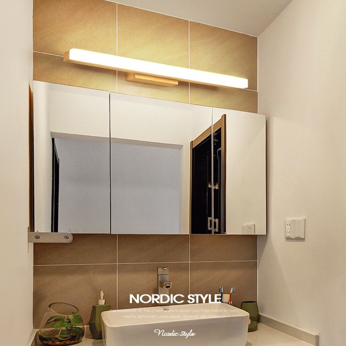 Rectangular Vanity Wall Light Nordic Minimalist Style Wood Single Vanity Light