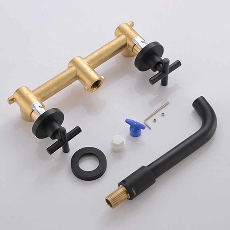 Cross Handle Wall Mounted Bathroom Faucet 3 Hole Luxury Vanity Sink Faucet