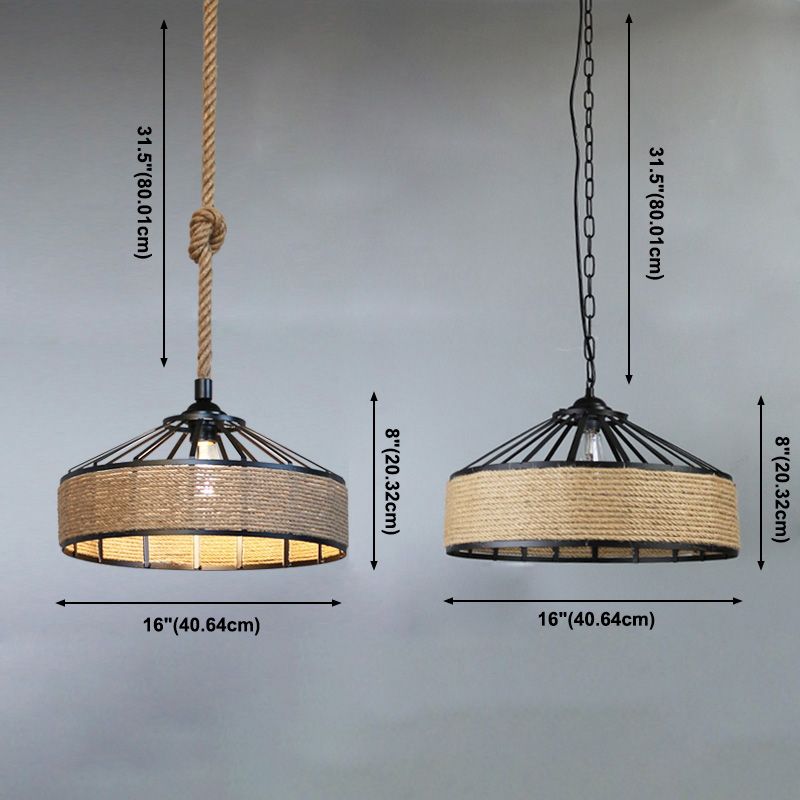 Seil Beige Deckenheizpendelleuchte Drum Industrial Style Handelshänger Beleuchtung