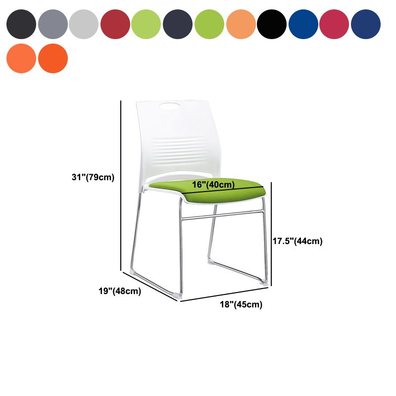 Armless Conference Chair with Chrome Frame Modern Office Chair with Metal Base