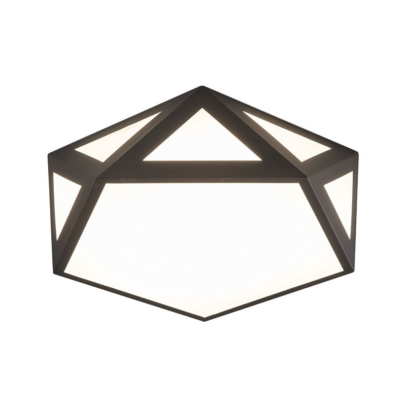 Plafonnier hexagonal en métal à montage encastré, luminaire LED simple à encastrer en noir