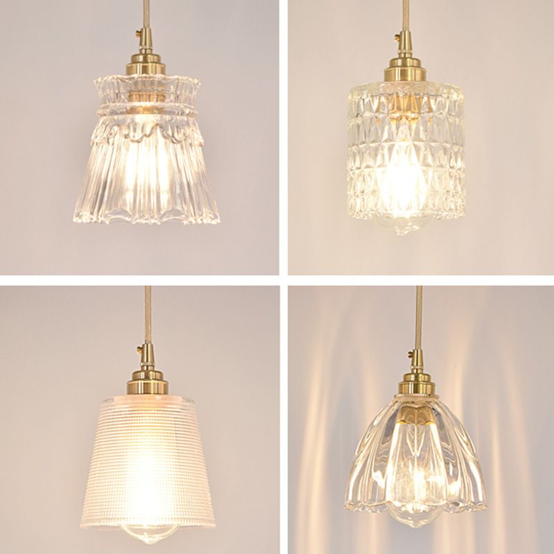 Brass Glass Hanging Light Fixture Industrial Single Pendant Lights for Restaurant