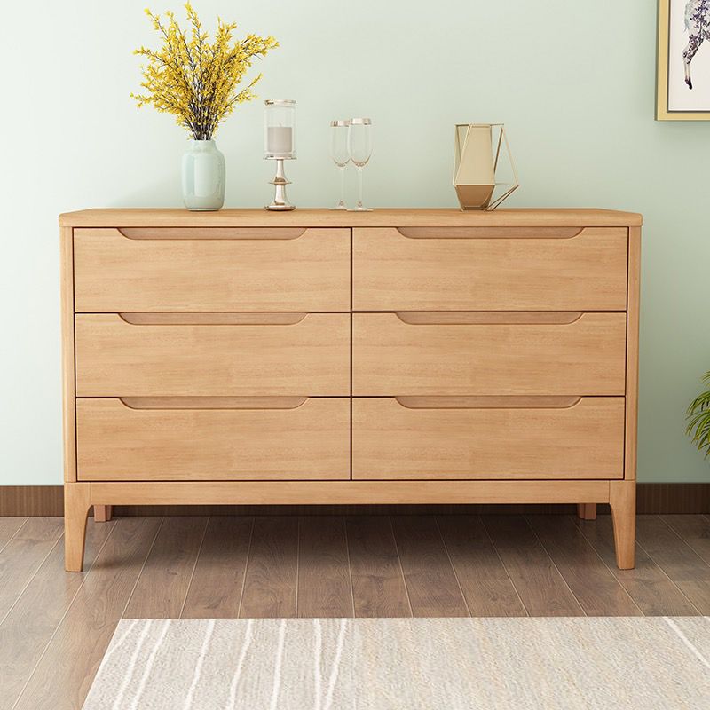 Rubber Wood Storage Chest Dresser Modern Bedroom Storage Chest with Drawers