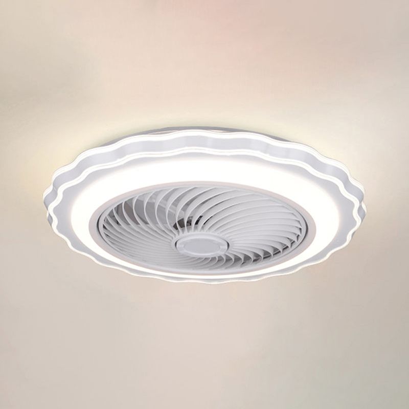 Scalloped Semi Flush Ceiling Fixture Modern Acrylic Bedroom LED Fan Light