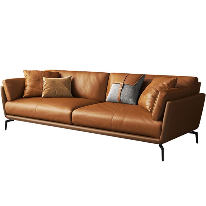 32" High Contemporary Square Arm Standard Sofa with Loose Back for Living Room, Brown