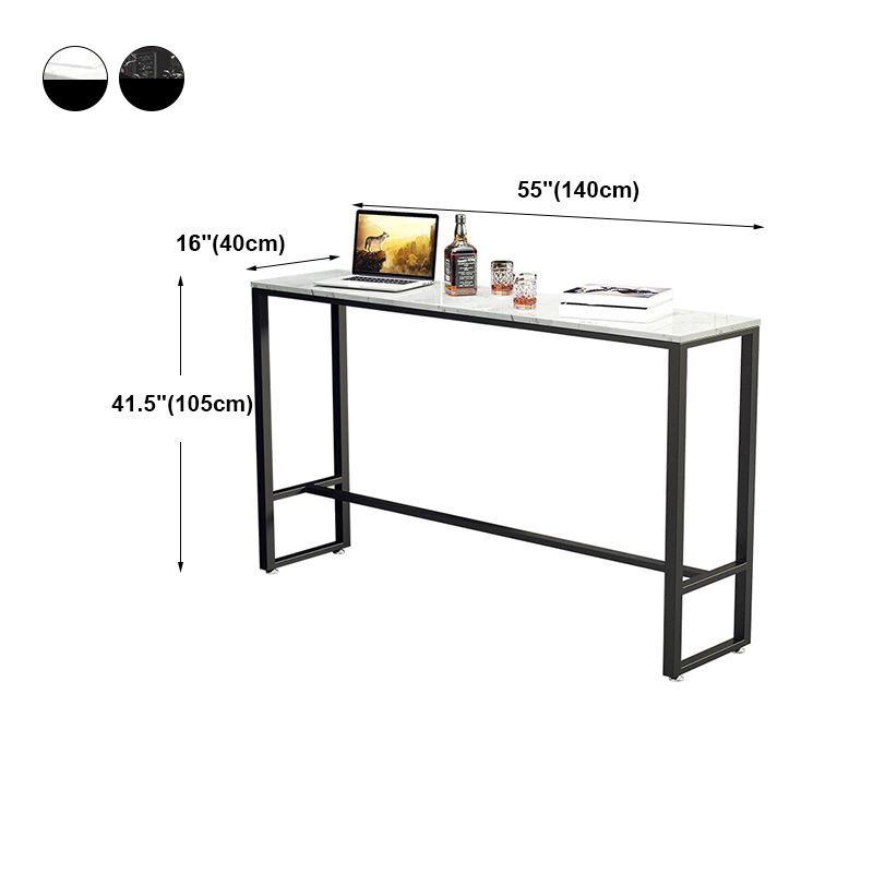 Modern Marble Bistro Table with Rectangle Table Top Black Trestle Table - 42" H