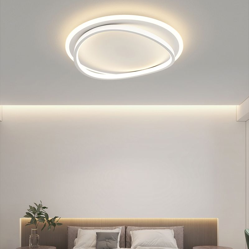 Matte White Contemporary Flush Mount Iron and Acrylic Round LED Flush