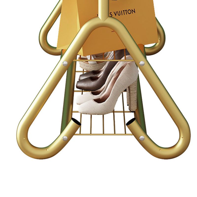 Modern Goldern Coat Hanger Free Standing Coat Rack with Storage Shelving