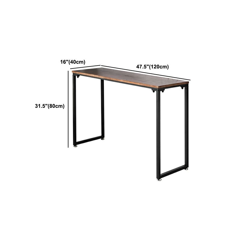 Dark Brown Solid Wood Top Console Table with Metal  Sled Legs