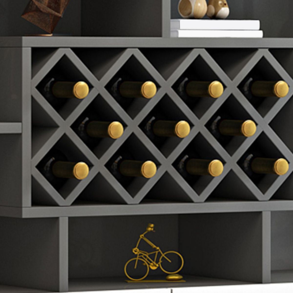 Modern Style Manufactured Wood Floor Wine Bottle Holder with Storage Shelves