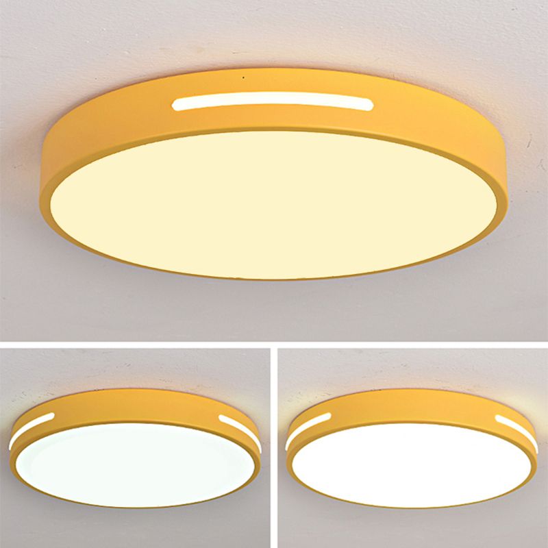 Round Shape LED Ceiling Lamp Macaroon Modern Simple Style Iron 1 Light Flush Mount