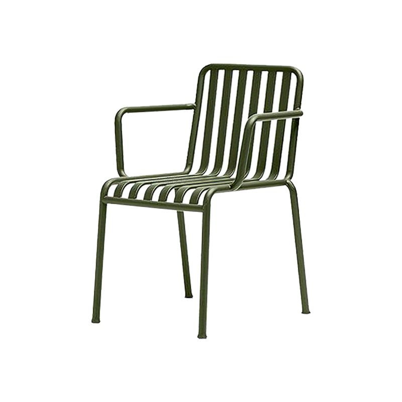 Modern Outdoor Chair Green Open Back With Arm Patio Dining Armchair