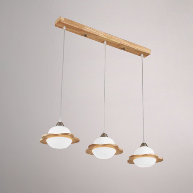 Shaded Hanging Light Contemporary White Glass 3 Heads Dining Room Multi Ceiling Lighting