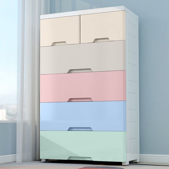 Modern Nursery Dresser Plastic Kids Nightstand with 5/6 Drawers