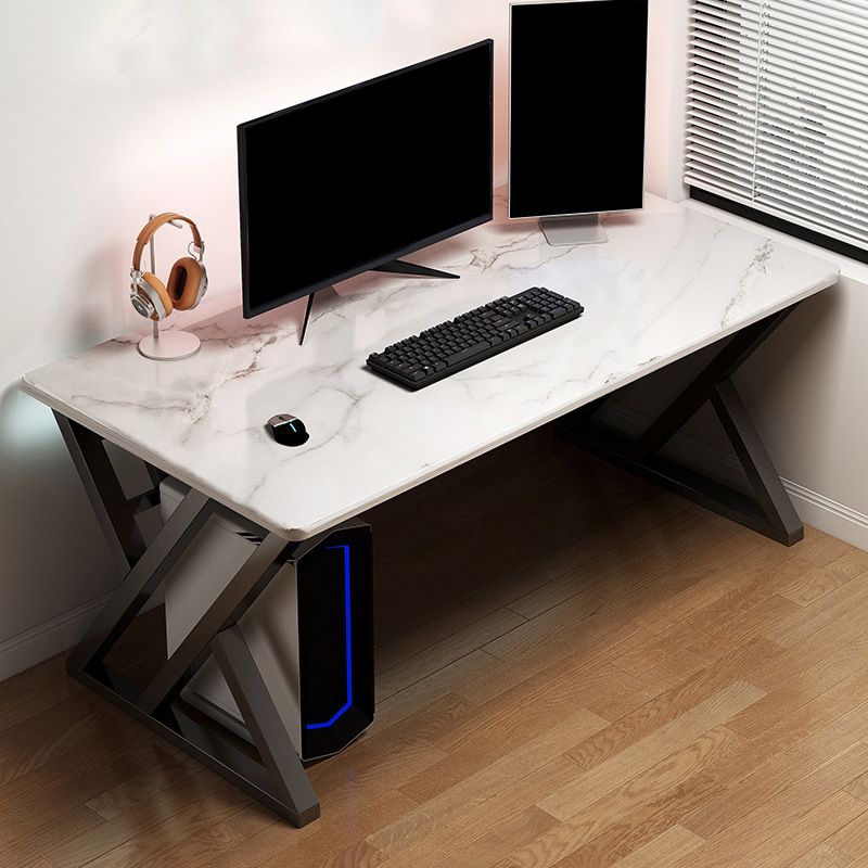 Contemporary Computer Desk Antique Finish Wooden Writing Desk with Metal Legs