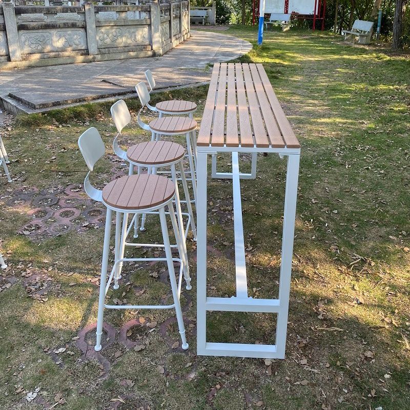 Manufactured Wood Water Resistant Patio Table Industrial Rectangle Bar Table in Brown