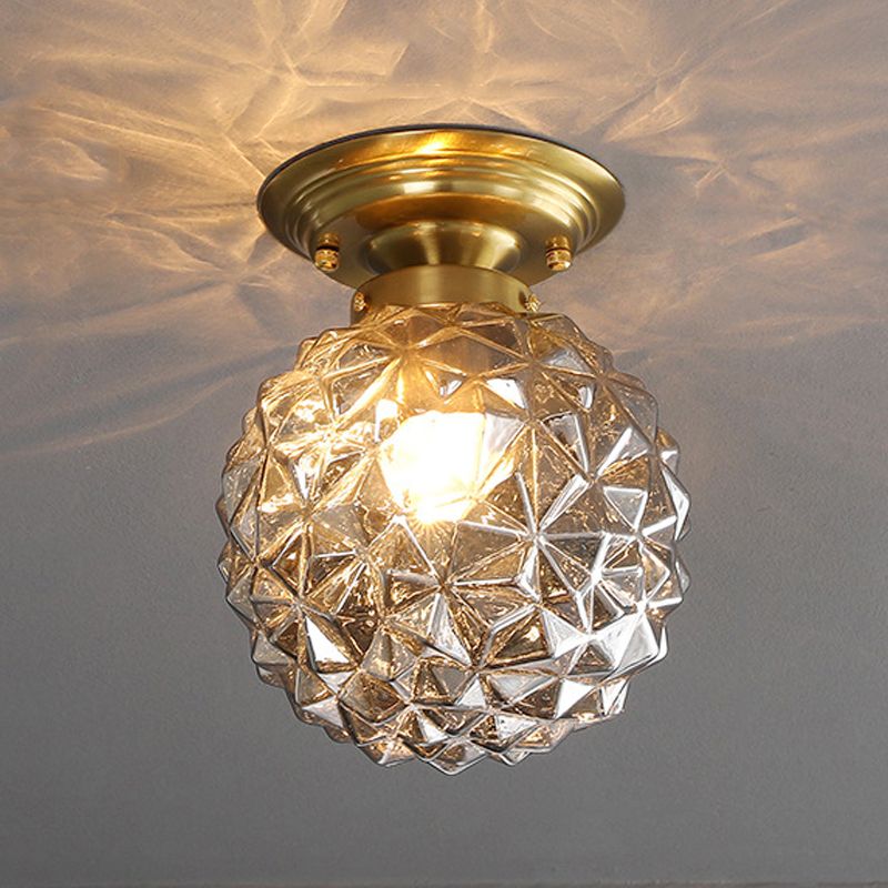 Sphere Shape Flush Light Modern Style Glass 1 Light Flush Ceiling Light for Living Room