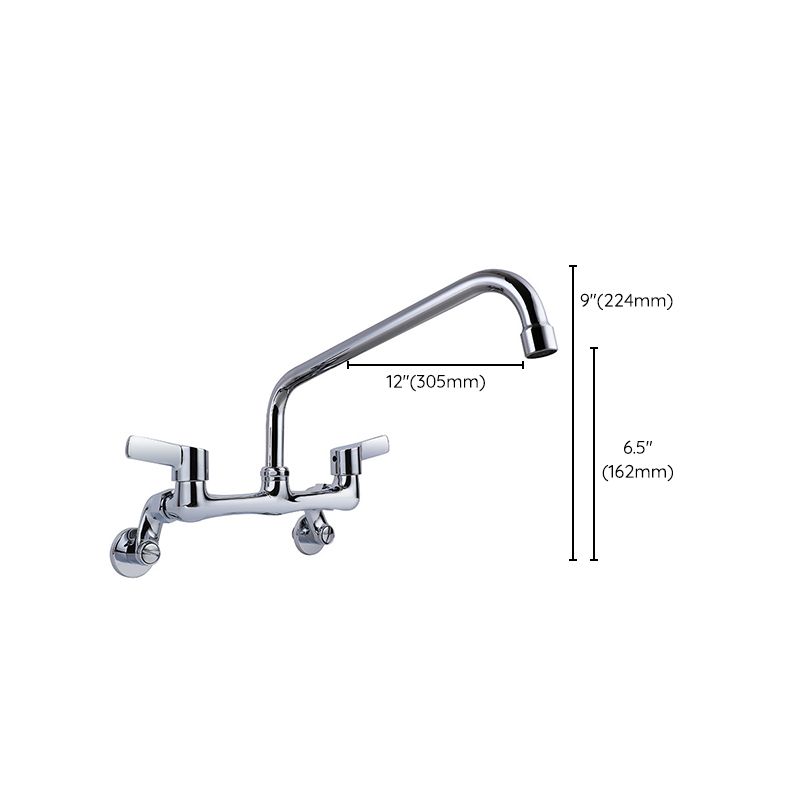 Modern Bar Faucet Brass Double Handle Wall Mounted Pot Filler Faucet