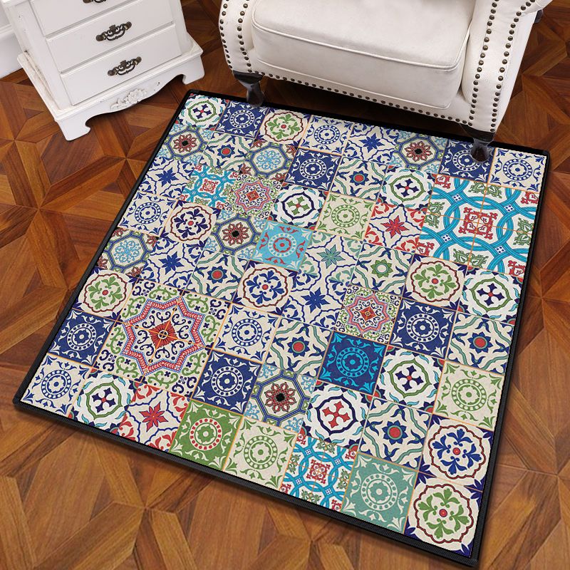 Mandala multicolor Mandala Rug polipropileno Turca Turca Alfombra sin deslizamiento Alfombra lavable de máquina resistente a las manchas para dormitorio