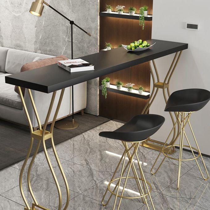 Glam Stone Bar Dining Table Rectangle Bar Table for Cafe And Breakroom