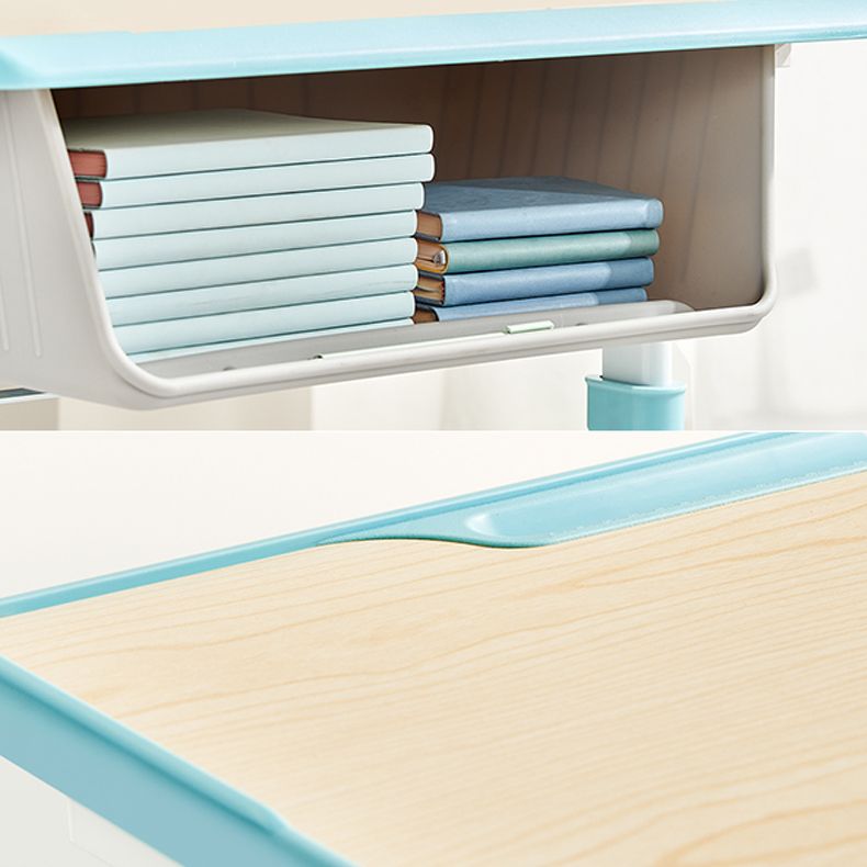 Pink and Blue Student Desk Adjustable Metal and Wood Kid's Desk