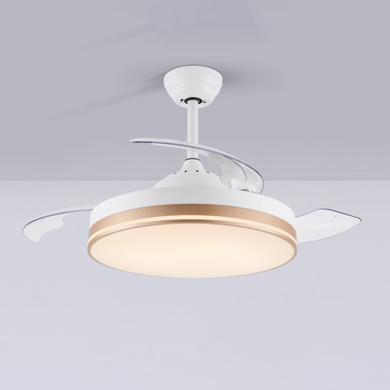 Modernism Interior LED Fan Light White Retractable Fan Blades Ceiling Fan