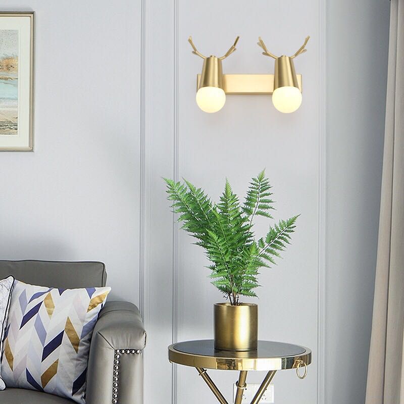 Modern Style Geometric Vanity Lighting Ideas Metal Multi Lights Vanity Sconce in Gold