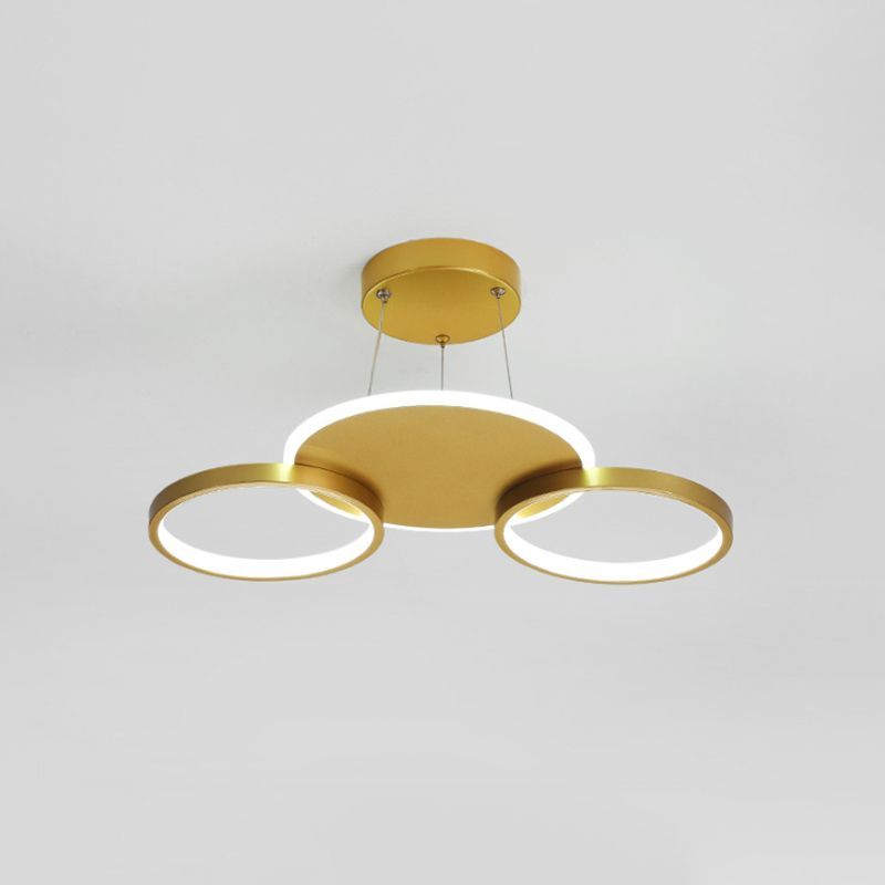 Gold Halo Ring Semi Flush Chandelier Modern 3/5/6-Light Metal Ceiling Mounted Lamp in Warm/White Light