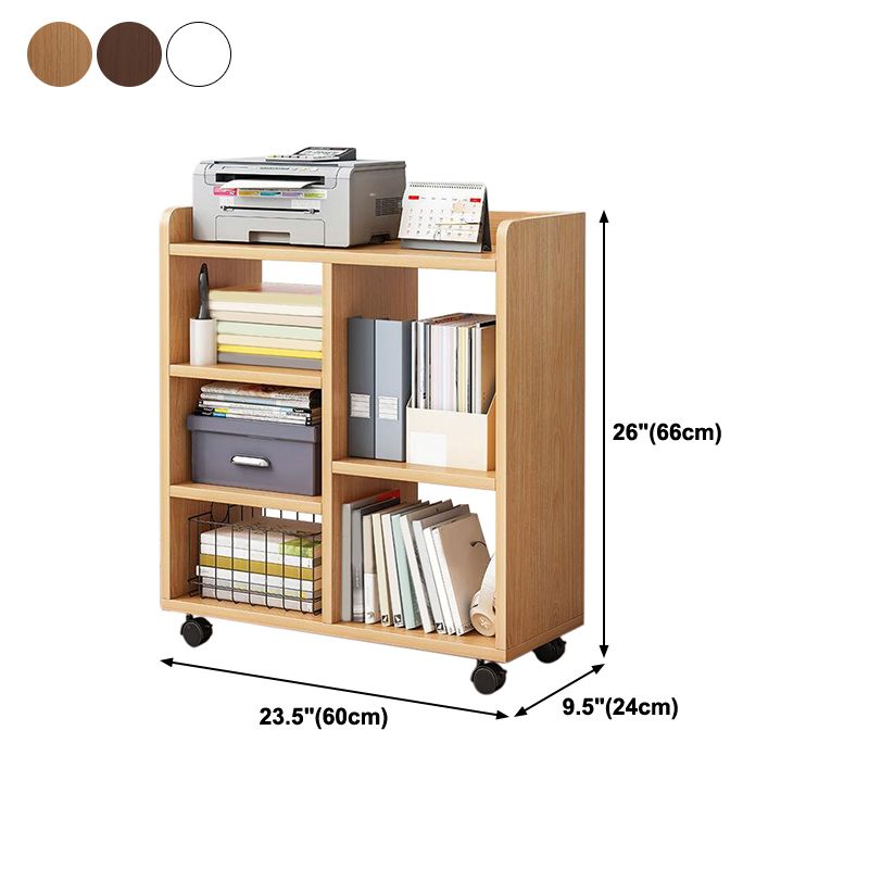 Contemporary Style Bookcase Open Back Bookshelf with Casters for Home Office