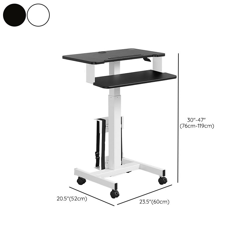 Rectangular Shaped Ambulatory Laptop Table Wood Writing Desk in Black/White