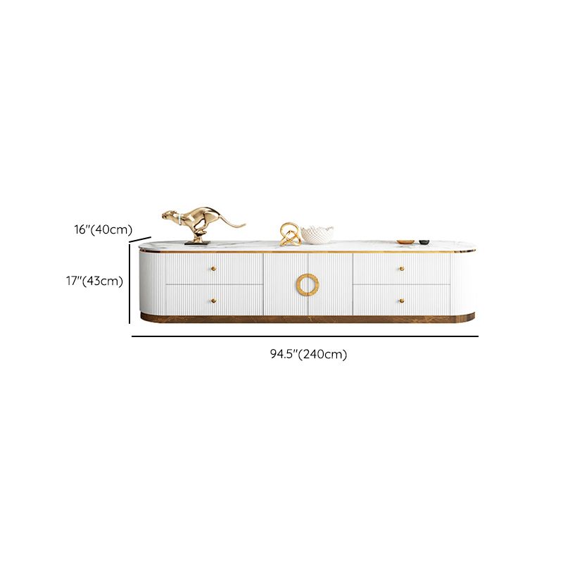 Contemporary TV Media Console Stone TV Console with 4 Drawers