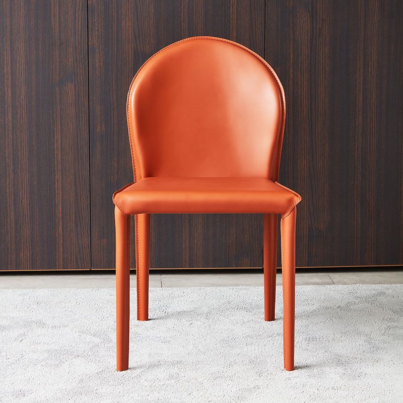 Minimalist Style Leather Dining Chairs for Home Armless Solid Back Chairs