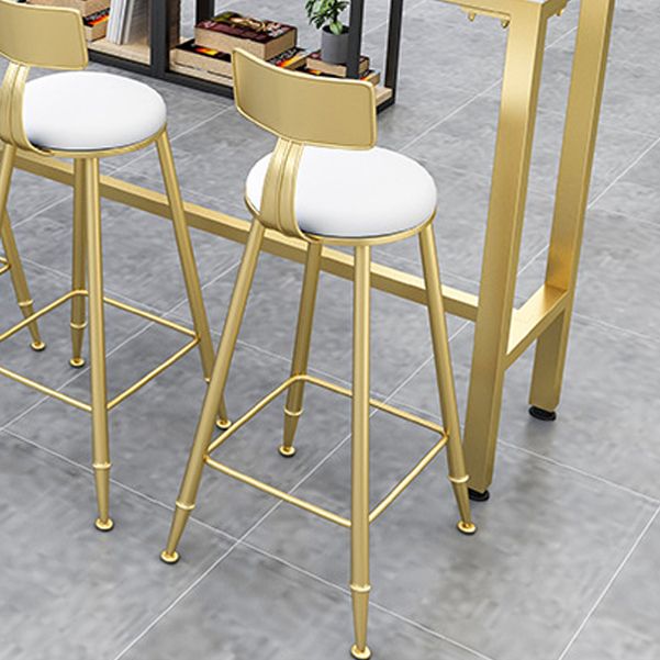 White Glam Style Bar Table in Faux Marble and Metal Milk Tea Shop Bar Table