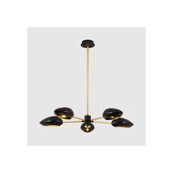 Ellipse Dining Room Hanging Light Contemporary Metal 5/6/8 Lights Black/White Chandelier Light Fixture