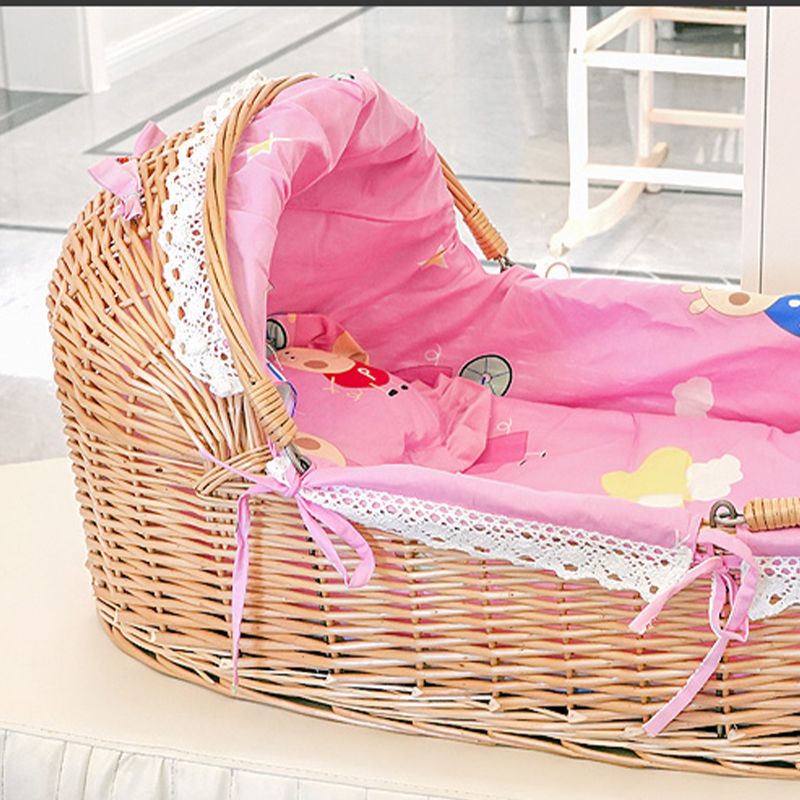 Traditional Wicker Oval Crib Cradle Natural Toddler Moses Basket