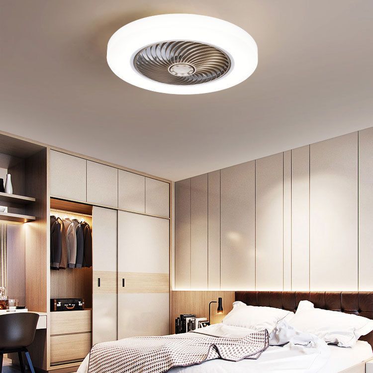 Simple LED Ceiling Fan Light 1-Light Ceiling Mount Lamp with Acrylic Shade for Bedroom