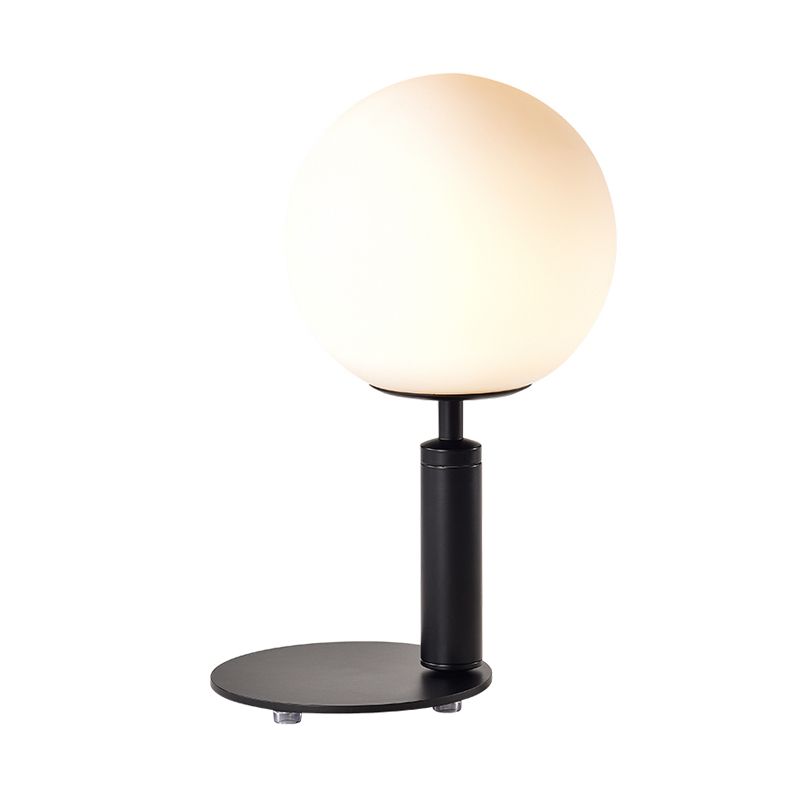 Cream Glass Ball Night Table Lamp Modernism 1-Bulb Black/Grey/White Reading Book Light with Round Base