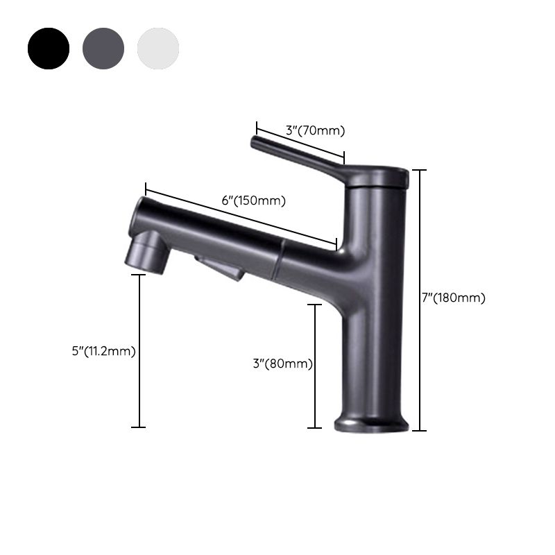 Modern Style Retractable Vessel Faucet Single-handle Low Arc Copper Vessel Faucet