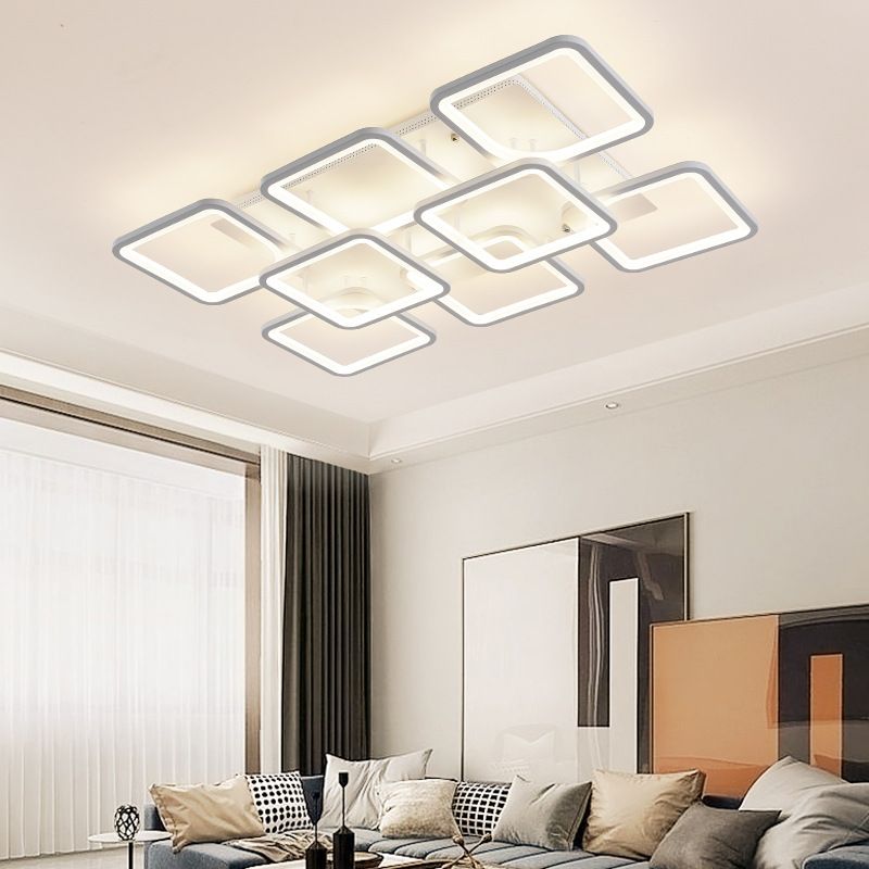 Acrylic Square Semi Flush Mount Ceiling Light Modern Style LED White Semi Flush Mount