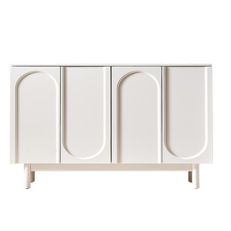 White Simple Style Sideboard Cabinet Engineered Wood Buffet Table