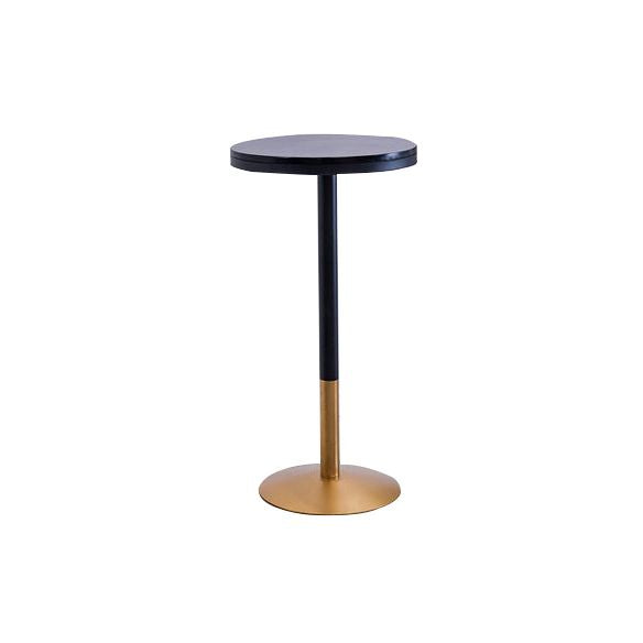 Industrial Style Black Iron Bar Table Wood Round Top Bistro Table with Pedestal