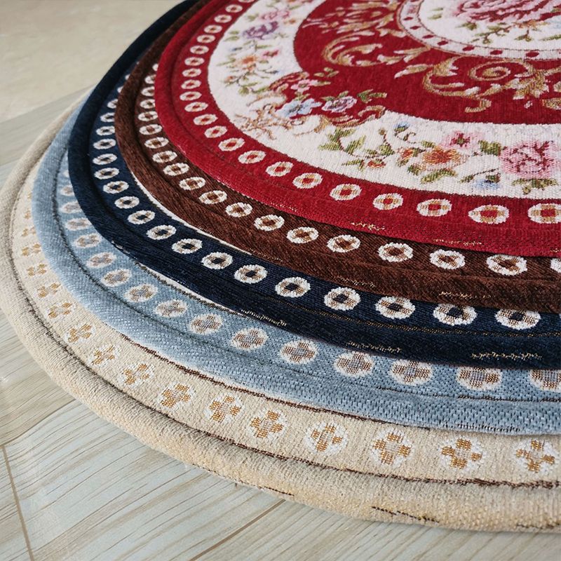 Antique Floral Printed Rug Multicolor Polypropylene Indoor Rug Anti-Slip Backing Pet Friendly Easy Care Carpet for Decor