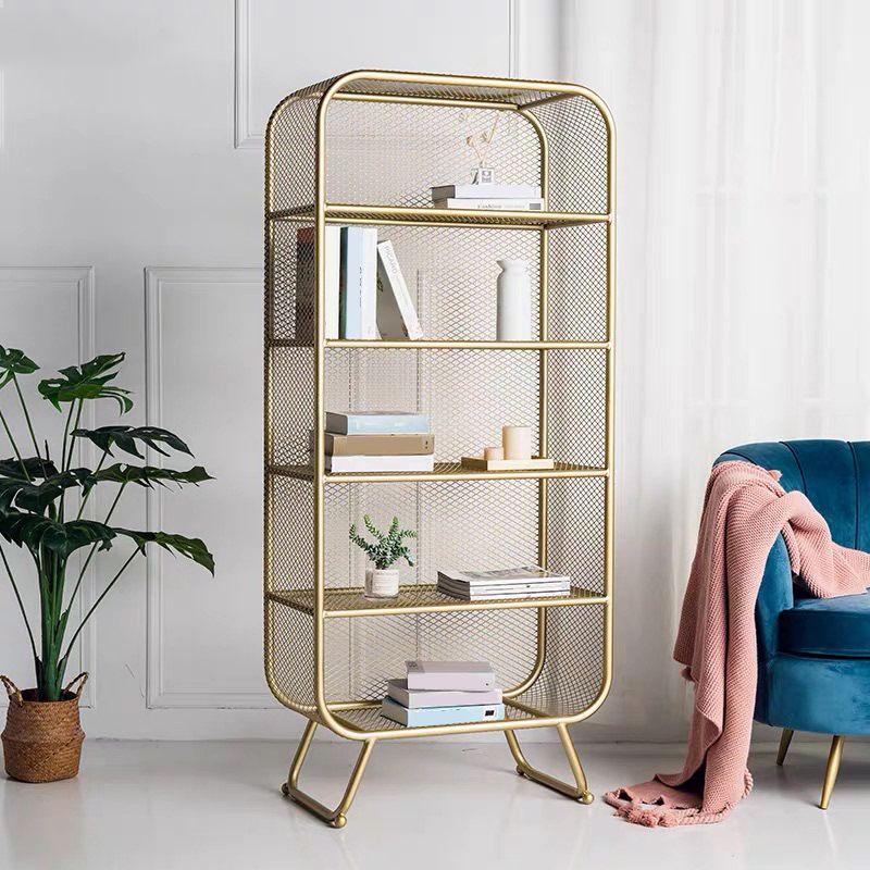 Vertical Metal Bookshelf Etagere Closed Back Shelf Bookcase for Home