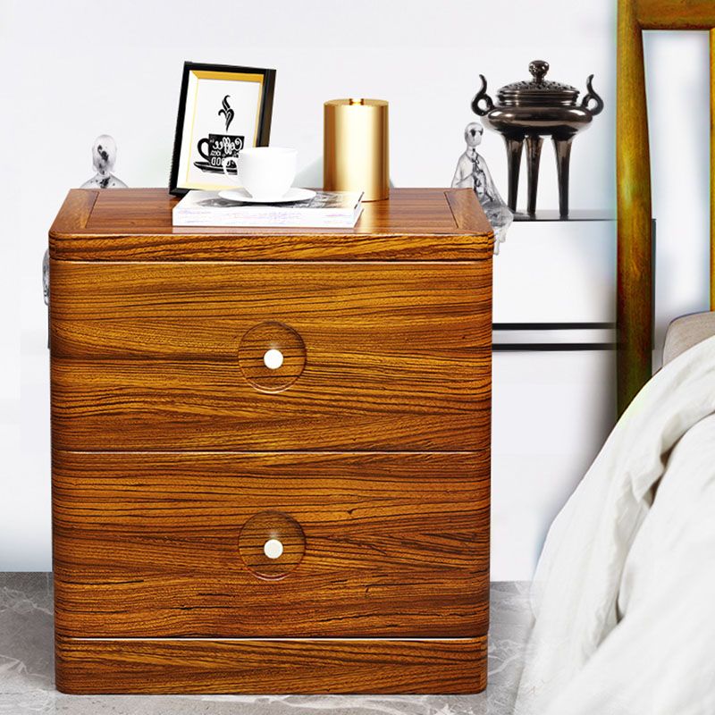 Contemporary Accent Table Nightstand 2 Drawers Wood Night Table for Home