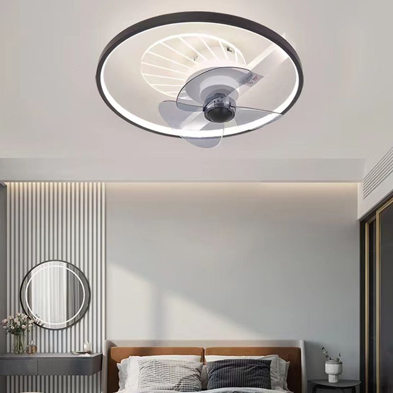 Nordic Geometry Flush Mount Fan Light Metallic Bedroom LED Semi Flush Ceiling Light