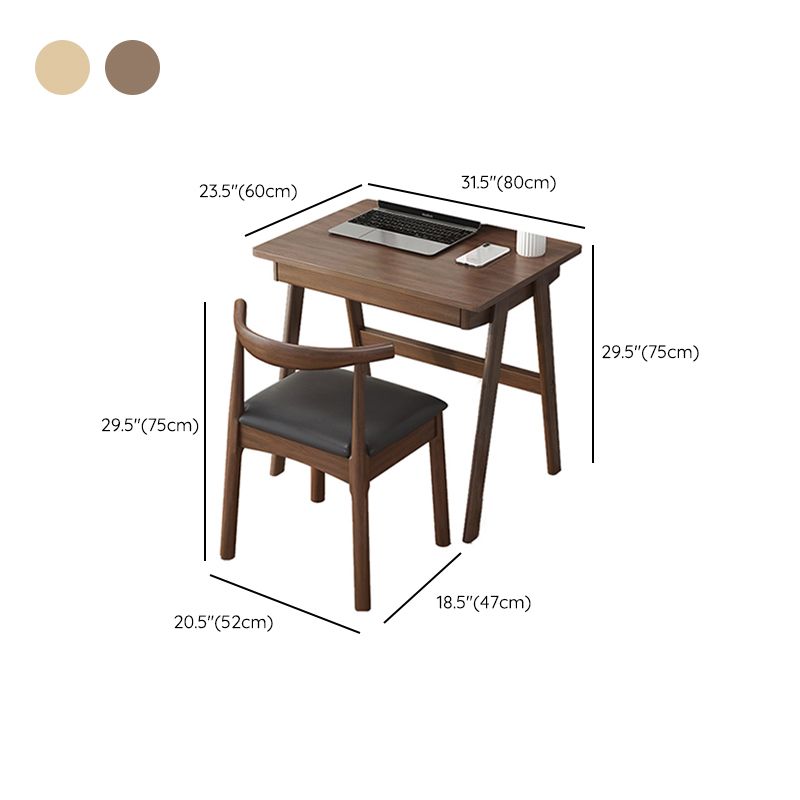 Modern Solid Wood Desk with Chair Study Desk Home Desk with Drawer Student Table