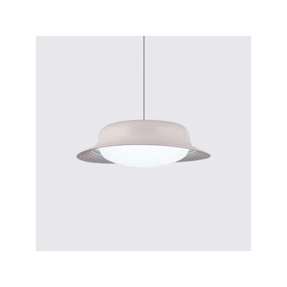 Hat Shape Drop Pendant Post Modern Metal LED Dining Room Hanging Lamp Fixture in White/Brown